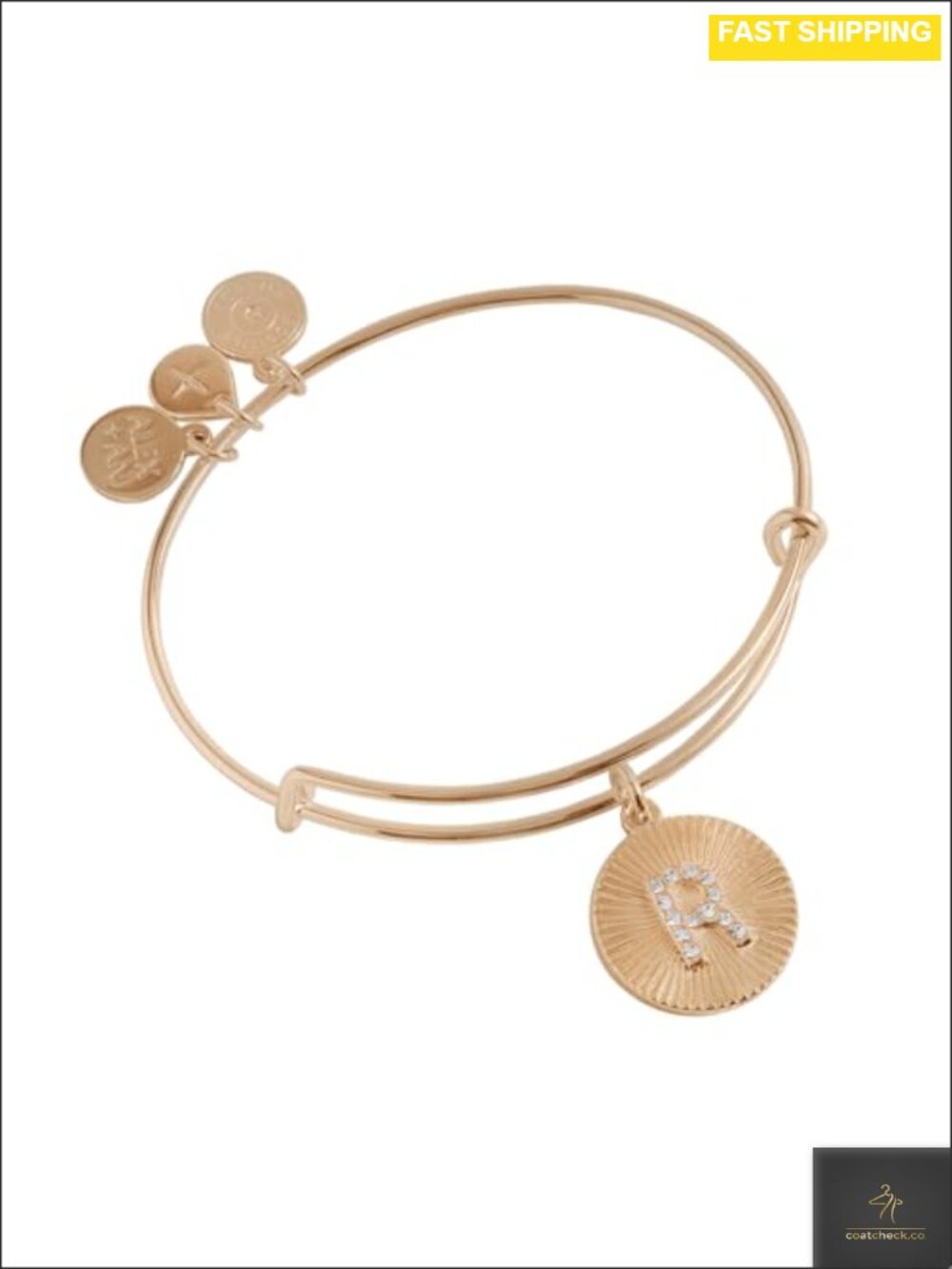 Alex and Ani Initial R Pave Starburst Texture Bangle